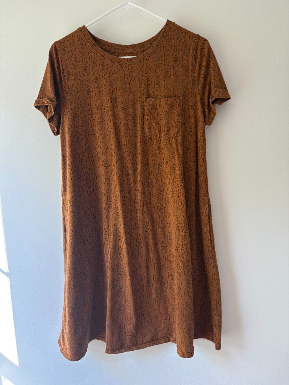 Duluth Trading Co. Rust Geometric Pocket T-Shirt Dress